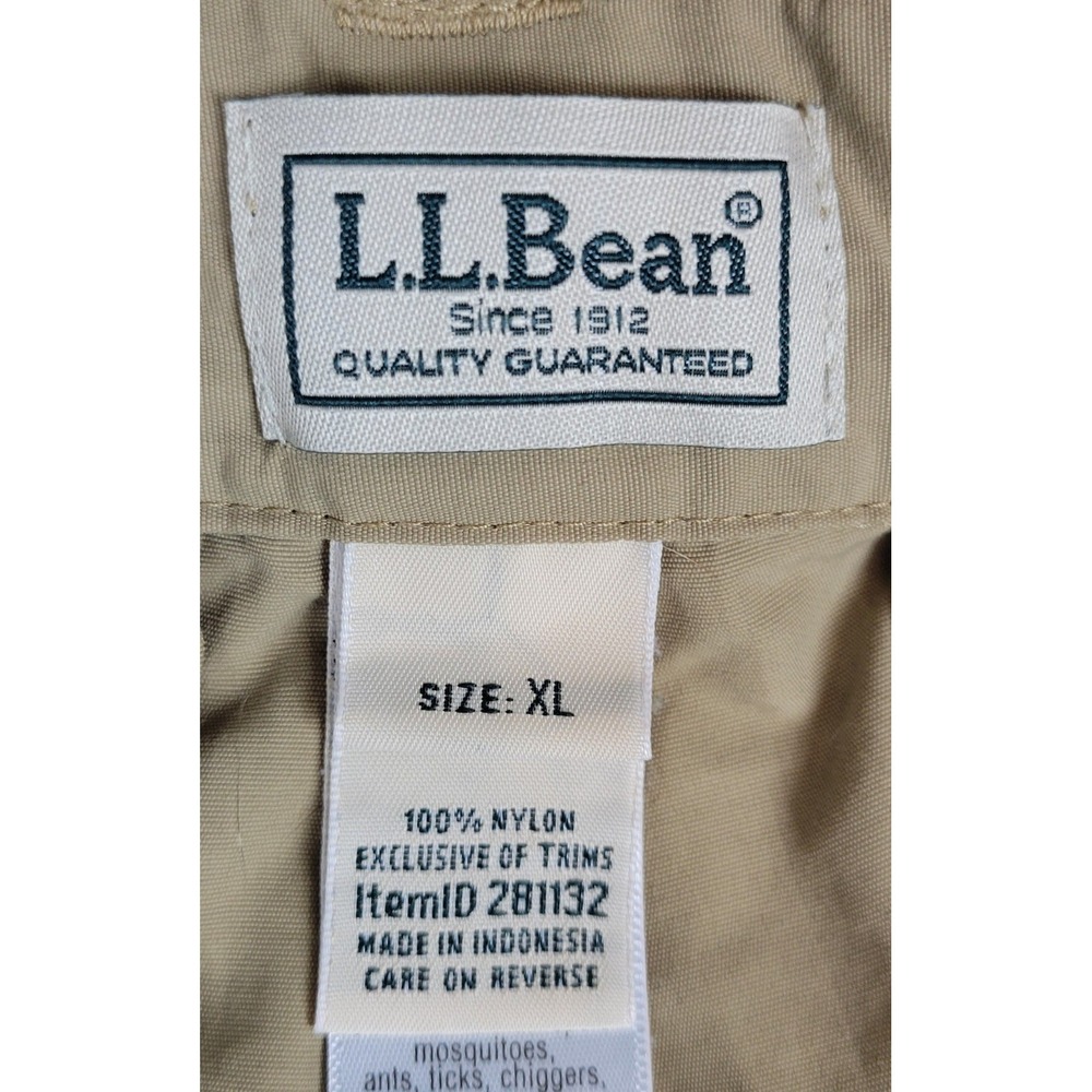 LL Bean Convertible Hiking Pants Mens XL Tan Khaki Zip Off Cargo Nylon Belted - Picture 10 of 10